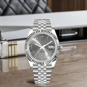 Montre mécanique pour homme d'affaires, bracelet en acier inoxydable, verre minéral multicolore, 40 mm - Product Image 1