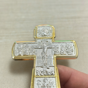 HT 정교회 스탠딩 십자가 금은 도금된 십자가상 받침대 포함 기독교 데스크탑 장식품 종교 선물 가정 교회 기도실용 - Product Image 5