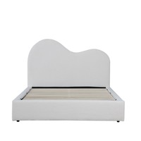 Lit rembourré de style luxe léger, couleur crème, motif nuageux, rembourrage doux