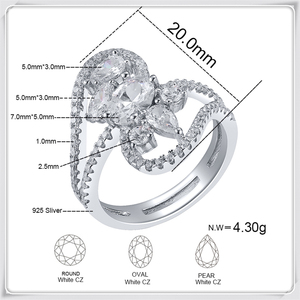 Anello Elegante XZY in <span class=keywords><strong>Argento</strong></span> 925 con Zirconi e Placcatura in Rodio per Feste e <span class=keywords><strong>Abiti</strong></span> alla Moda - Product Image 6