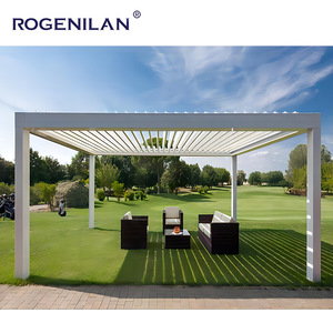 Pérgola de Jardín Moderna Personalizada ROGENILAN, Pérgola de Aluminio con Techo de Láminas Impermeable y Toldo Parasol - Product Image 3