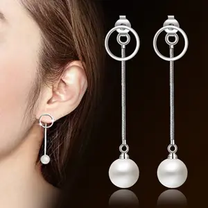 Orecchini con nappe a sfera con perle imitate orecchini a bottone Color argento per accessori per ragazze da donna gioielli firmati