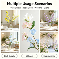 Offre Spéciale – Branches Florales Artificielles Multicolores pour Centre de Table de Mariage, Décoration de Fête et Vase – Tige de Campanule Artificielle