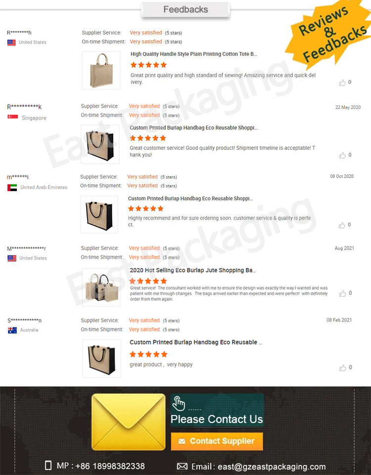 Custom Silk Screen Printing Black Jute Tote Bag With White Logo Printed