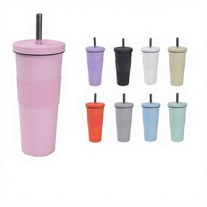 24oz 710ml High Quality BPA FREE Cross-Border 850ml Insulated Stainless Steel Thermal Insulation Tumbler Mug <b>Cup</b> with Straw - Product Image 1