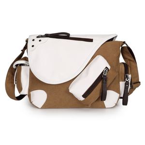 Bolsa de Mensajero de Lona con Bloques de Color a la Moda, con Logotipo Personalizado, Cierre Magnético Impermeable, para Viajes al Aire Libre - Product Image 1