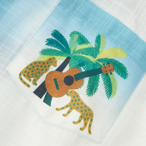 Camicia da spiaggia a maniche corte con colletto in fibra di poliestere 100% e stampa di <span class=keywords><strong>palme</strong></span> posizionate. - Product Image 5