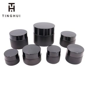 Pot en verre OEM vide de 5/10/15/20/30/50/100g noir mat pour crème visage, sérum, gommage corporel, beurre corporel, avec couvercle en plastique - Product Image 2