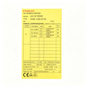 ฟานุค A06B-1406-B100 มอเตอร์แกนหมุน AC ควบคุมความเร็วได้อย่างแม่นยำการทำงานที่เสถียรเครื่องจักรกลซีเตอร์เครื่องมือช่างชิ้นส่วนหุ่นยนต์ - Product Image 1