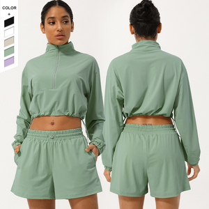 Summer New Sports Sunscreen Clothing Top à manches longues pour femmes Short à séchage rapide Vêtements de protection solaire décontractés Ensemble deux pièces - Product Image 1