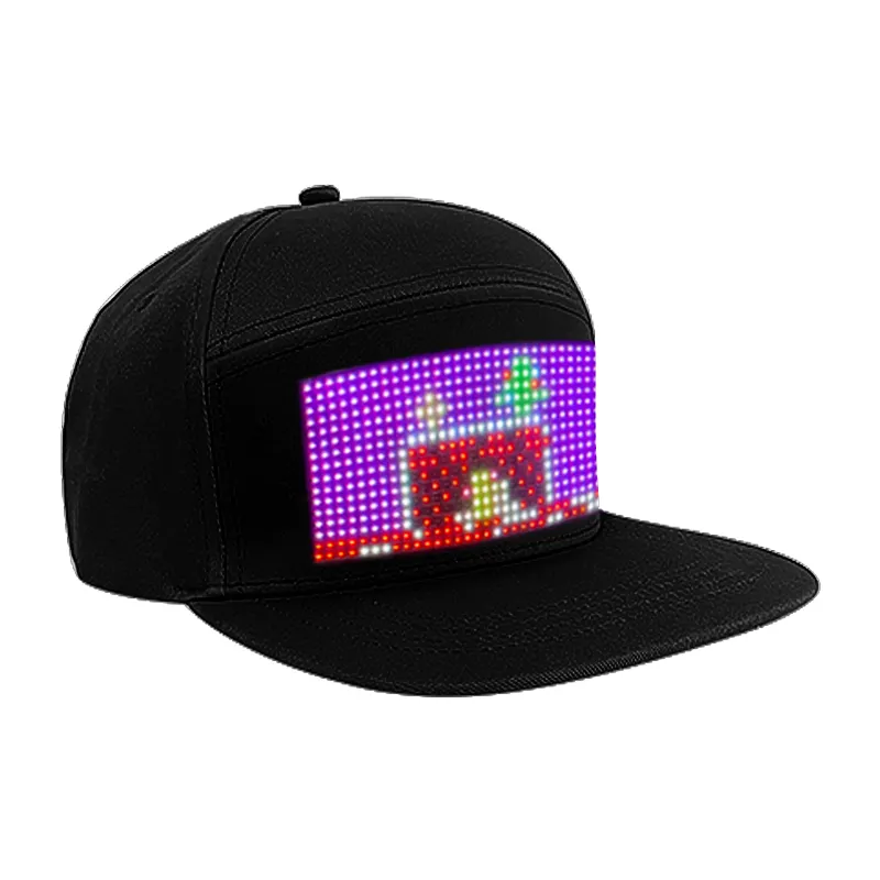 卸売LEDディスプレイ帽子LEDライト付きカジュアルスポーツキャップAPPプログラム可能なパーティーライトアップ帽子