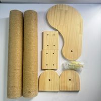 Arbre à chat mural moderne en bois massif - Édition Noël avec griffoir réglable en hauteur, maison et lit pour chat, jouets interactifs