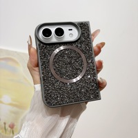 Étui de téléphone portable magnétique de luxe de haute qualité avec paillettes pour iPhone Duo avec protection antichoc et protection de l'appareil photo