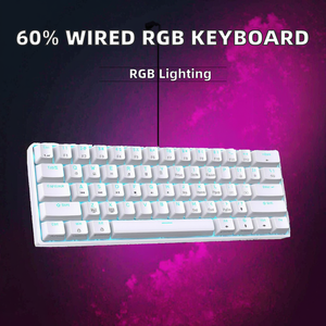 คีย์บอร์ดเกมมิ่งแบบมีสาย RGB Mechanical 61 ปุ่ม USB สีรุ้ง ดีไซน์ตามหลักสรีรศาสตร์  Hot Swap คีย์บอร์ดเกมเมอร์แบบมีสาย - Product Image 2