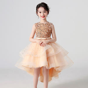 Robe de princesse pour enfants pour filles Style européen américain sans manches robe en dentelle <span class=keywords><strong>queue</strong></span> de fil gonflé pour la Performance de <span class=keywords><strong>piano</strong></span> de mariage - Product Image 2