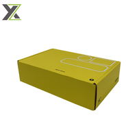 Boîtes d'expédition en carton jaune personnalisées pour chaussettes et sous-vêtements, avec pelliculage mat, épaisseur 2 mm, recyclables, auto-assemblables