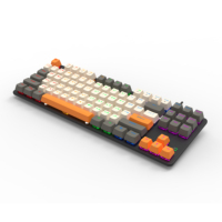 Keyboard Mekanikal kabel 87 kunci, dengan lampu latar LED untuk Gaming PC & Laptop