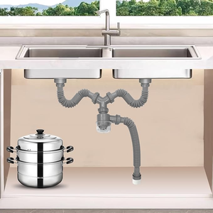 Évier de cuisine moderne en acier inoxydable de qualité supérieure à double bac avec crépine, finition chromée, anti-colmatage, installation facile - Product Image 6
