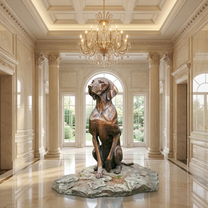 Escultura de bronce artesanal fundido por la técnica de la cera perdida de un <span class=keywords><strong>Vizsla</strong></span> - Postura de caza totalmente realista y patina artística, escultura de bronce - Product Image 2