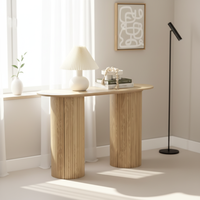 Table console moderne de luxe avec panneau en MDF rigide pour salon, couloir, taille et couleur personnalisables, finition bois naturel