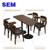 Ensemble de table et de chaises rondes en bois de style rétro américain SEM, adapté aux cafés, restaurants et pâtisseries