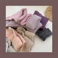 Chaussettes d'hiver longues et épaisses Kawaii, mignonnes chaussettes de noël en cachemire thermique, en laine de lapin solide pour femme