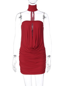 <span class=keywords><strong>Vestido</strong></span> Mini Rojo Sexy para el Día <span class=keywords><strong>de</strong></span> San Valentín, <span class=keywords><strong>Vestido</strong></span> Corto con Hombros Descubiertos, <span class=keywords><strong>Vestido</strong></span> Ajustado con Aberturas y Fruncido para <span class=keywords><strong>Mujer</strong></span>, <span class=keywords><strong>Vestido</strong></span> sin Mangas con Cuello Alto para Salir <span class=keywords><strong>de</strong></span> <span class=keywords><strong>Fiesta</strong></span> - Product Image 3