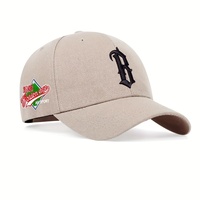 Gorra de béisbol gótica bordada B de color sólido, estilo casual, ligera y ajustable, para ciclismo al aire libre, estilo hip hop, transfronteriza.