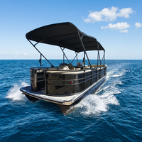 Bateau ponton en aluminium monocouche de 19 pieds avec moteur hors-bord de 90 CV pour la pêche en rivière, les loisirs, les excursions panoramiques et l'hôtellerie