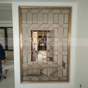 Divisor de Habitaciones Móvil Translúcido Impermeable con Patrón Personalizado de Acero Inoxidable con Recubrimiento PVD Bronce de Lujo LL58 - Product Image 6