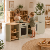 Juego de Cocina de Madera Montessori para Niños, Muebles de Cocina de Juguete para Preescolar, Guardería, Centro de Aprendizaje, Juego Dramático
