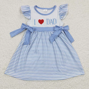 Conjunto de Ropa para Bebés y Niños Pequeños al por Mayor para el Día del Padre, con Bordado de 'I Love Dad', Pantalones Cortos a Rayas, 2 Piezas, Vestido, Mameluco, Ropa de Verano - Product Image 4