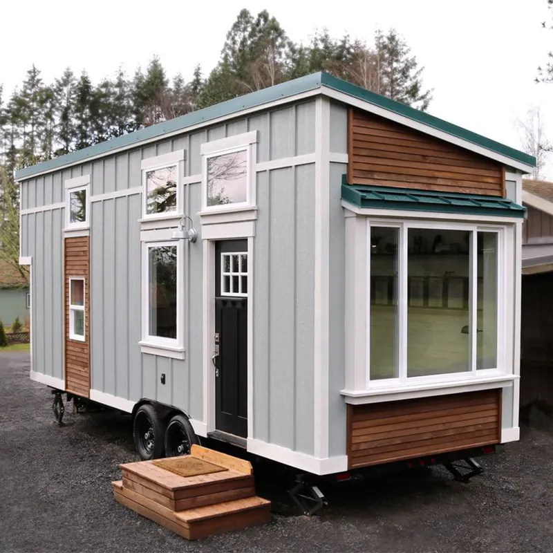 Lage Prijs Goedkope Geprefabriceerde Tiny Huis Op Wielen Container Thuis Op Trailer