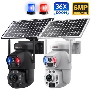 Nouvelle caméra solaire 4G PTZ 6MP 6W avec zoom 36X, double objectif, vision nocturne, carte SD, cloud et projecteur extérieur - Product Image 1