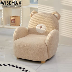 WISEMAXFURNITURE tela de peluche base de madera Esquina de lectura para niños sofá de dibujos animados silla giratoria lindo niños animal solo Silla de salón - Product Image 4
