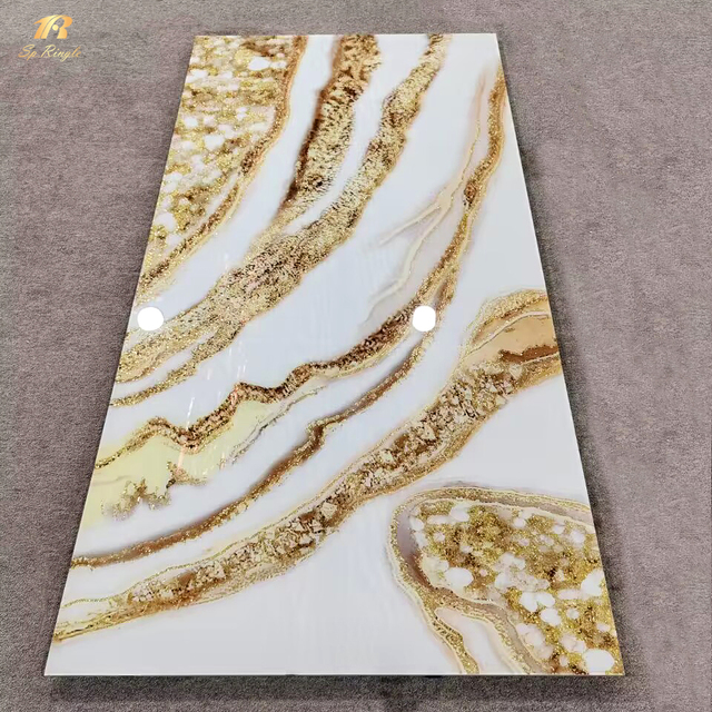 Luxury Shiny Polished Marble Look Porcelain Slab Modern Decorative Ceramic Large Format Wall Tiles for Living Room TV Background