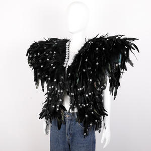 Kadın Vintage Tüy Omuz Pelerini Dramatik Gotik Pelerin Cadılar Bayramı Cosplay Dans Kostümü Özelleştirilmiş Renk Boyutu Yetişkin - Product Image 1