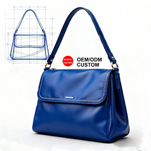 Elegante Bolso de Hombro de Cuero Azul, Material de Cuero, Servicio Personalizado OEM, Bolso Cruzado para el Mercado Estadounidense, para <span class=keywords><strong>Todas</strong></span> <span class=keywords><strong>las</strong></span> <span class=keywords><strong>Temporadas</strong></span> - Product Image 1