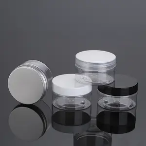 Hot Koop Zeefdruk Aangepaste Goedkope Plastic 4Oz Cosmetische Pot Met Rechte Zijde Zwarte Schroef Top Deksels