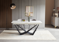 Grande table à manger en céramique noire avec plateau extensible pliable en bois, design moderne pour la maison, la cuisine et l'hôtel