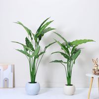 Plante artificielle d'intérieur Alocasia tropicale, feuille d'oreille d'éléphant Sarian en soie plastique moderne en pot pour sol, mariage, Noël