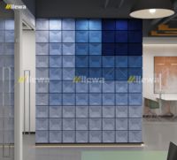 Panneau acoustique 3D moulé sur mesure en fibre de polyester PET, insonorisant, à grille carrée, panneau encastré OEM pour hôtel, bureau, auditorium