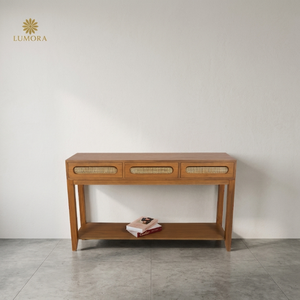 โต๊ะคอนโซลไม้สักแท้ Ardin รุ่นโมเดิร์น พร้อมที่เก็บของ - ทนทานและทำความสะอาดง่าย ใช้ได้หลายห้อง เฟอร์นิเจอร์ห้องนั่งเล่น - Product Image 6