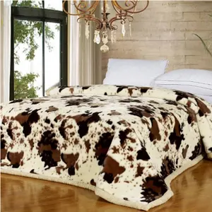 ผ้าห่มขนแกะผ้าสักหลาดพิมพ์ลายวัวสองชั้น,ผ้าห่มนิวซีแลนด์ - Product Image 1