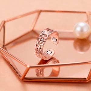 แหวนแม่เหล็กทองแดงแท้ประดับเพทายทรงทันสมัย ช่วยบำบัดอาการปวดข้ออักเสบสำหรับผู้หญิง - Product Image 2