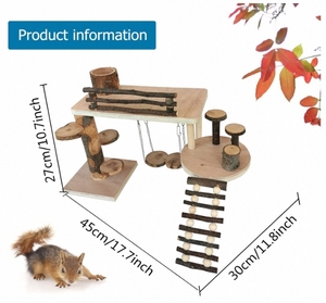 İki katmanlı ahşap oyun alanı aktivite platformu köprü Modern tasarım elma ahşap çiğneme oyuncaklar küçük evcil tırmanma oyuncaklar için - Product Image 5