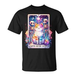 Camiseta Gatos Before Vatos con diseño de gato lindo, unisex, para adultos, manga corta, cuello redondo, estampado digital, diseño gráfico promocional - Product Image 1