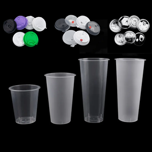 Vasos de Plástico Transparentes Desechables Ecológicos al por Mayor de 90 mm de Diámetro con Tapa para Té de Burbujas Boba, Café, con Logotipo Personalizado - Product Image 1