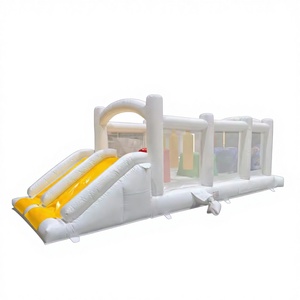 Parcours d'obstacles gonflable en PVC couleur <span class=keywords><strong>macaron</strong></span> avec toboggan, qualité commerciale pour événements pour enfants - Product Image 1