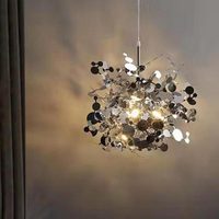 Nordique Villa Restaurant Bar Salon En Acier Inoxydable Pendentif Lumière Intérieur Décoration Glitter Sequin En Laiton Lustre